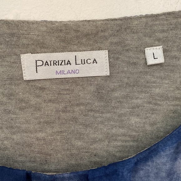 Patrizia Luca Milano Shirt Blue Watercolor Sheer Top Size L - Picture 5 of 17